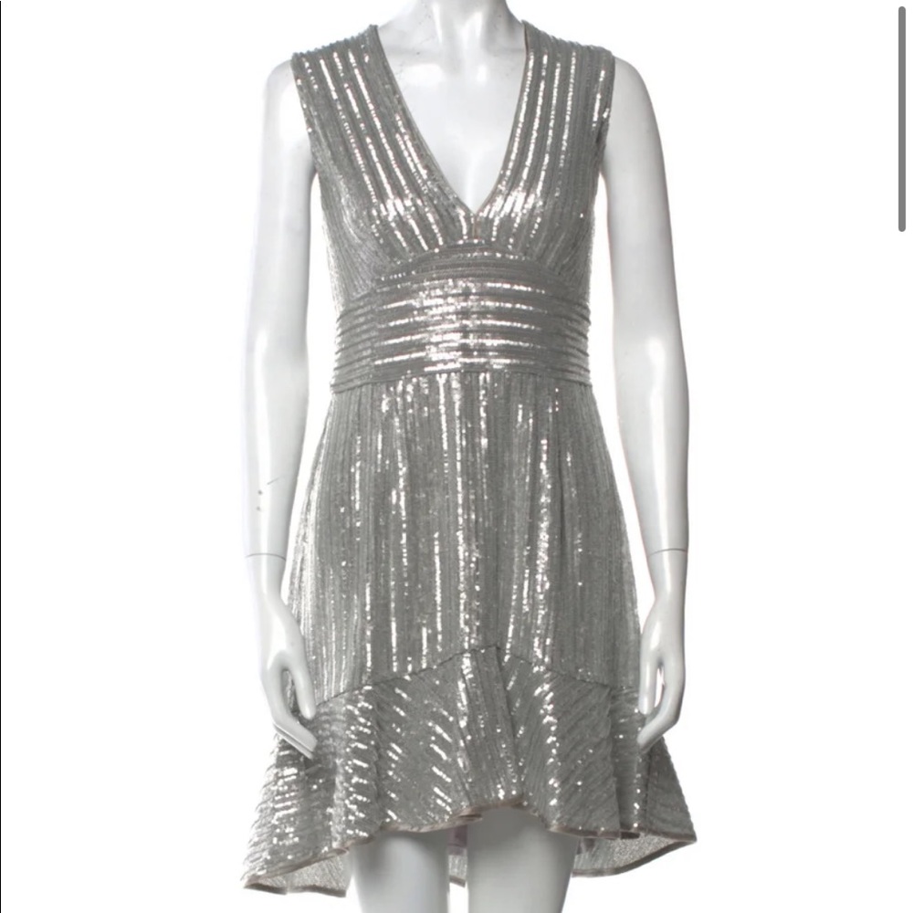 SAYLOR silver sequin cocktail dress